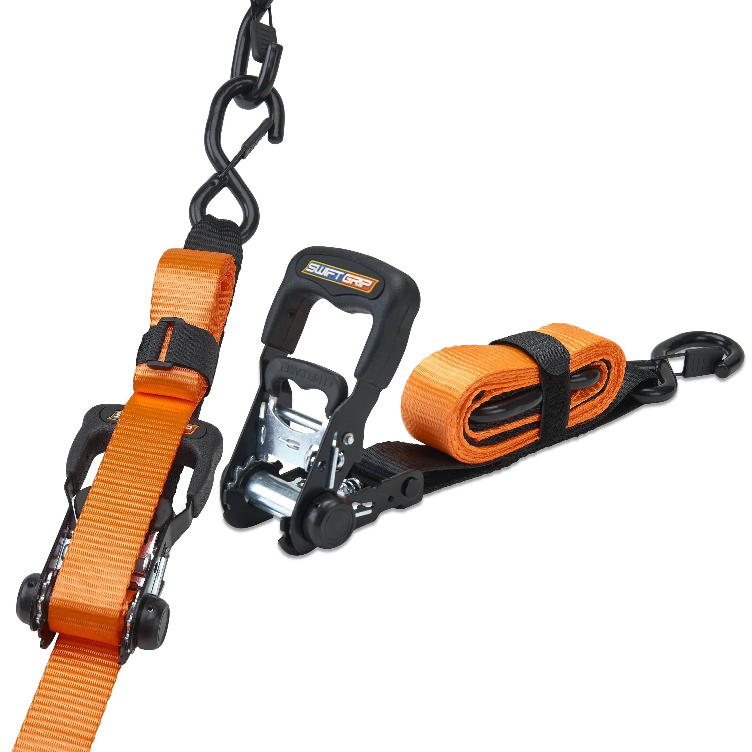 Ratchet Straps Heavy Duty Tie Downs, (4) Heavy Duty Ratchet Strap with Integrated Soft Tie Hook, UTV Tie Down Straps, Motorcycle Tie Down Straps, Padded Handles & Coated Chromoly Hooks, RED - Image 4