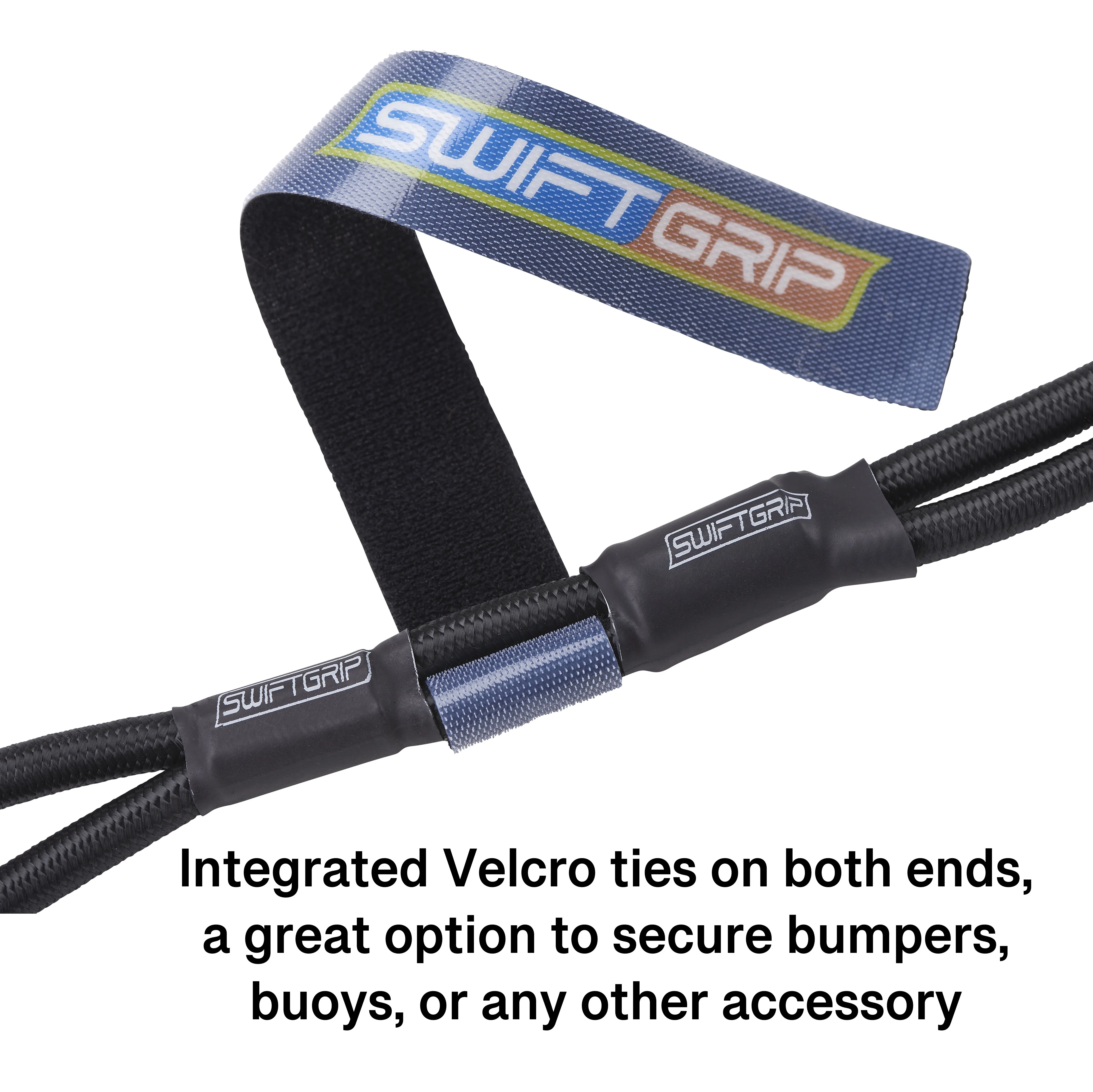 Swift Grip (2) Heavy Duty 5 Foot Adjustable Bungee Dock Lines for Boats, Mooring Lines, Jet ski Dock line, with Integrated Velcro Ties, Perfect for attaching Bumpers to Your PWC or Boat Dock Rope - Image 4