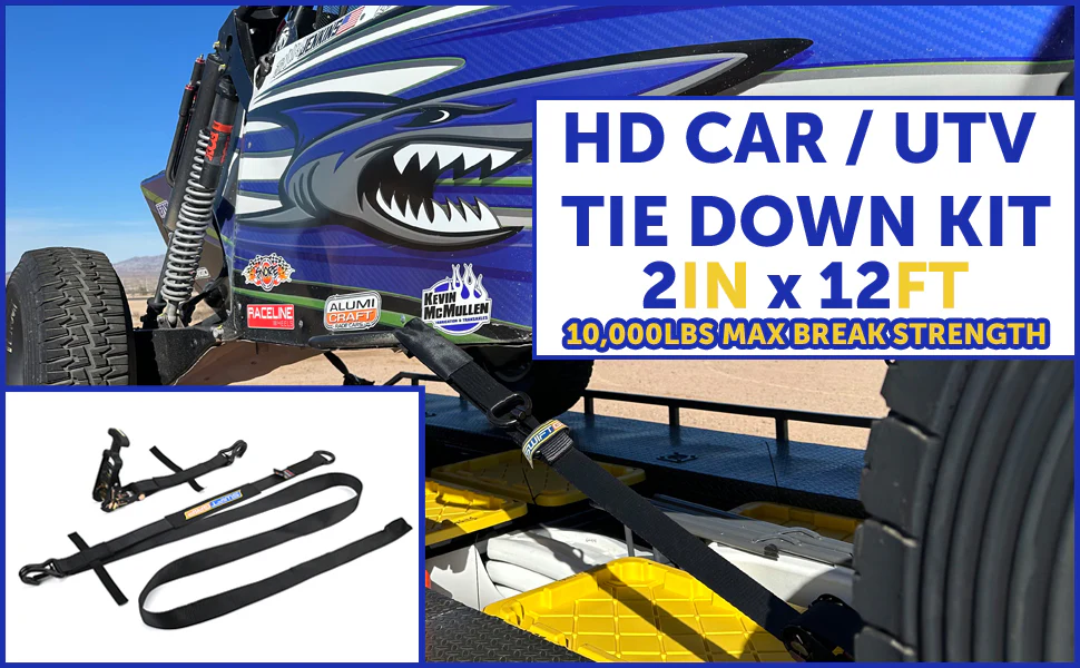 Swift Grip Car Tie Down Straps for Trailers Ratchet Strap Kit, 10,000 lbs Break Strength, Tire Straps for Car, Truck, UTV & More, (4) Premium 2" x 12' Speed Strap, integrated Axle Straps & Velcro Ties - Image 9